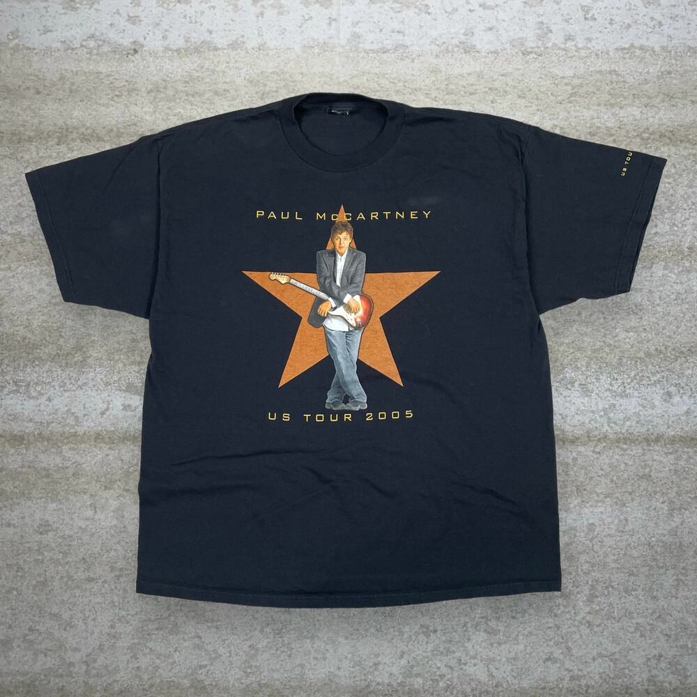 Vintage Y2K Paul McCartney US Tour Shirt Mens XL Jet Black Cotton Concert